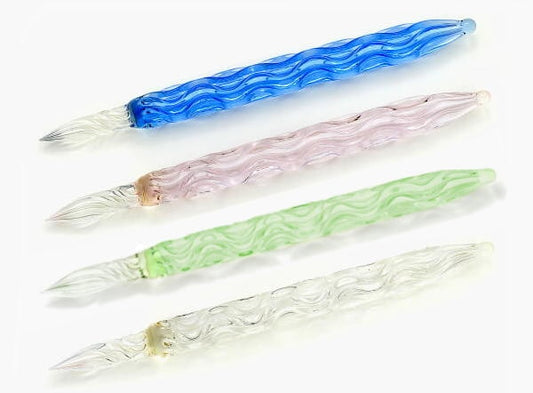 Hard Glass Pen - "93-nagare" - clear, blue, pink, green