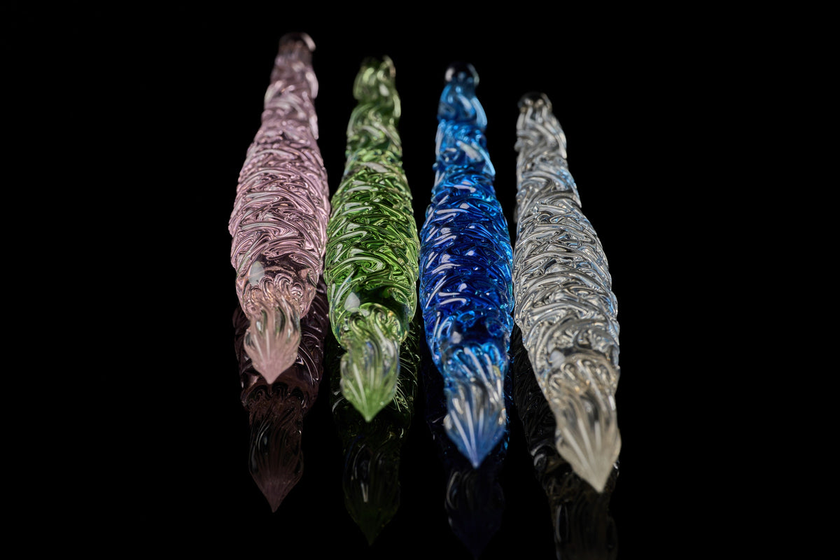 Hard Glass Pen - "Daimonji" - clear, blue, pink, green