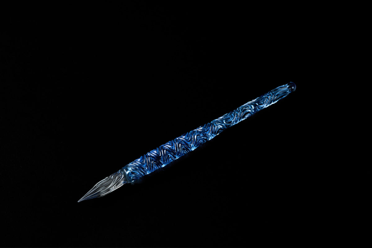 Hard Glass Pen - "Miyabi" - blue body, clear nib
