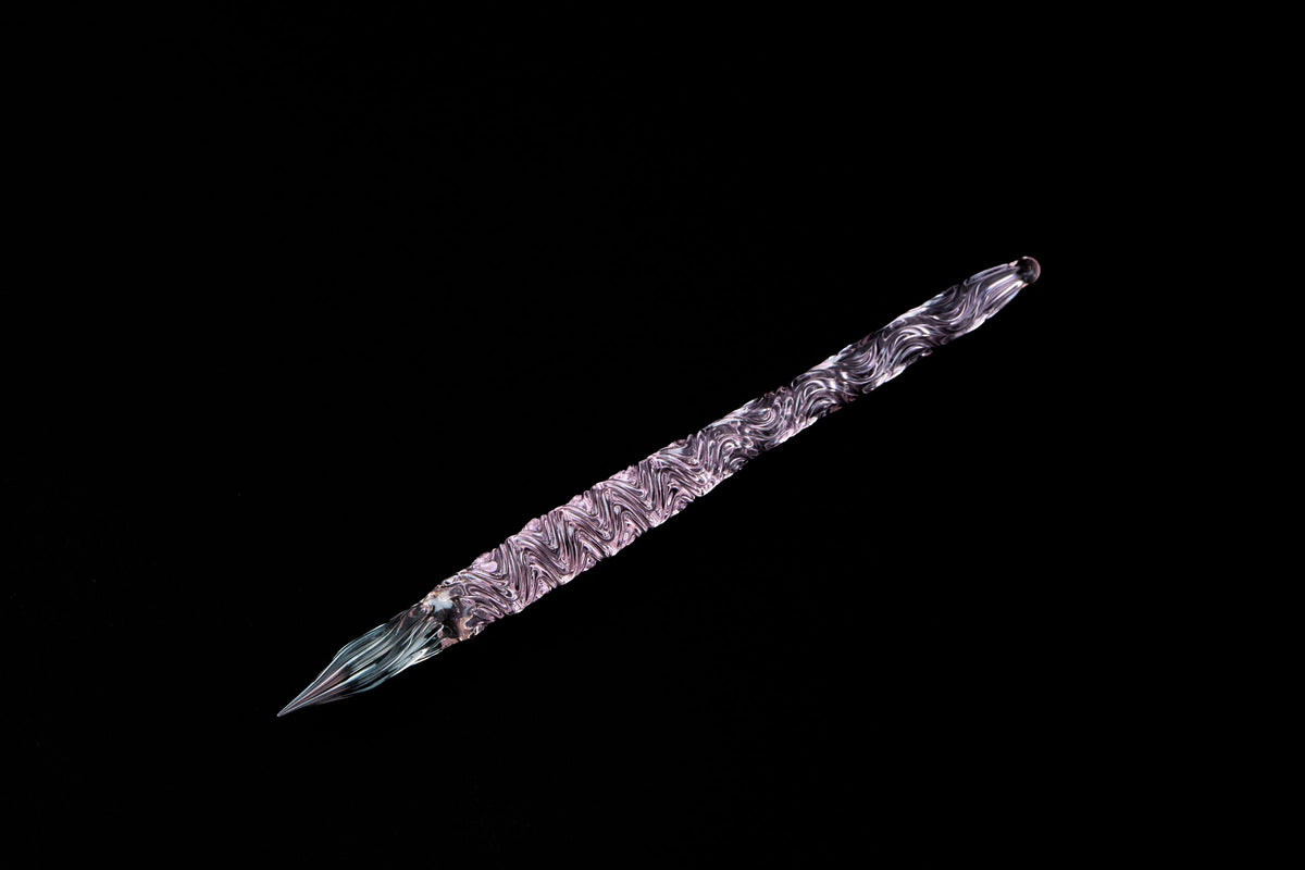 Hard Glass Pen - "Miyabi" - pink body, clear nib