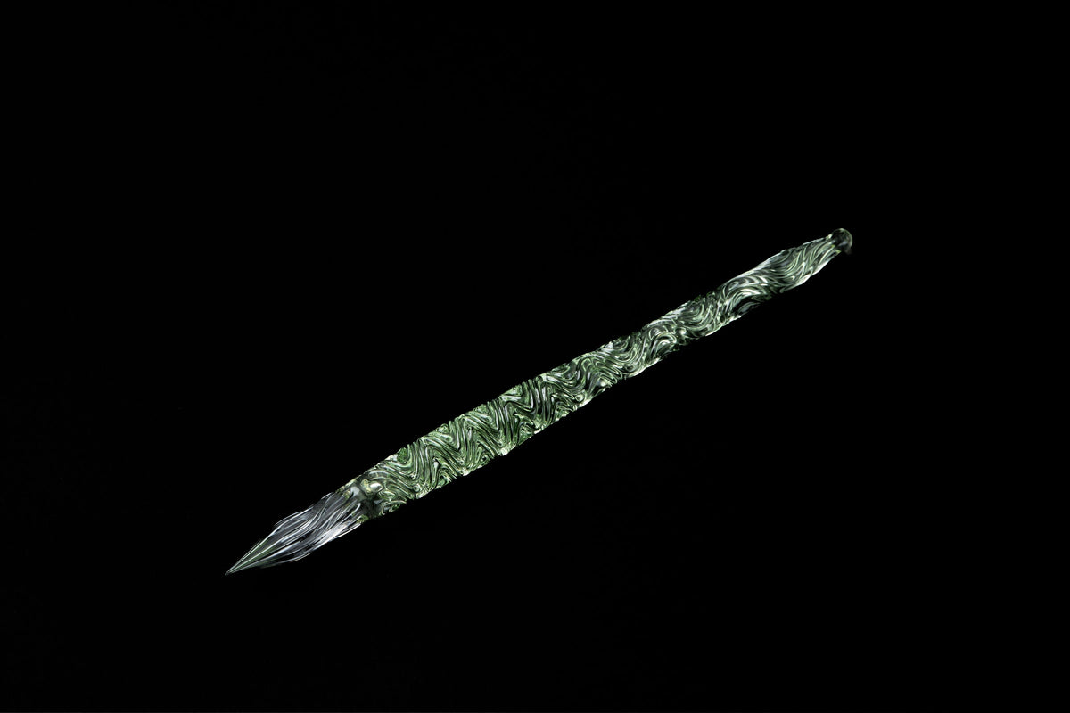 Hard Glass Pen - "Miyabi" - green body, clear nib
