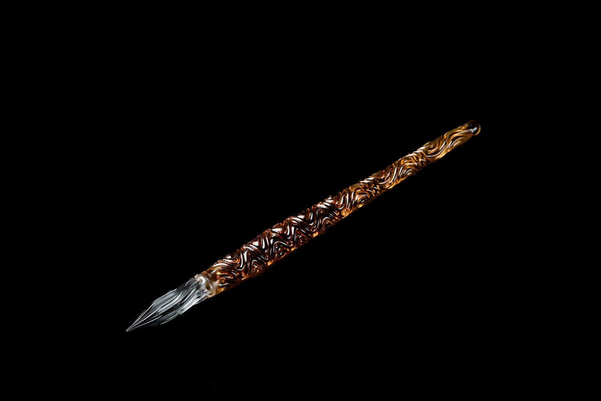 Hard Glass Pen - "Miyabi" - amber body, clear nib