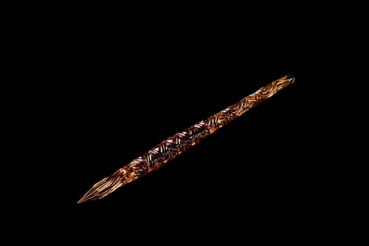Hard Glass Pen - "Miyabi" - amber body, amber nib