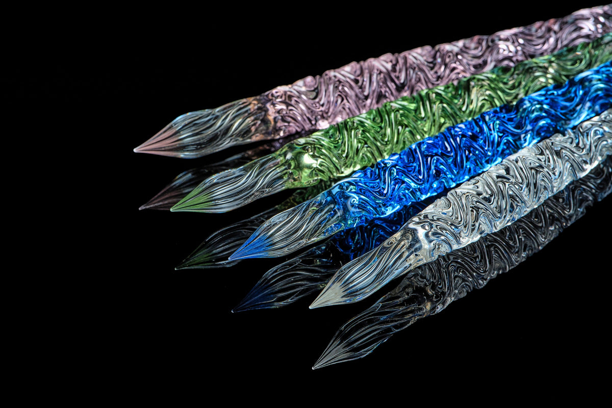 Hard Glass Pen - "Seifu" - clear, blue, pink, green