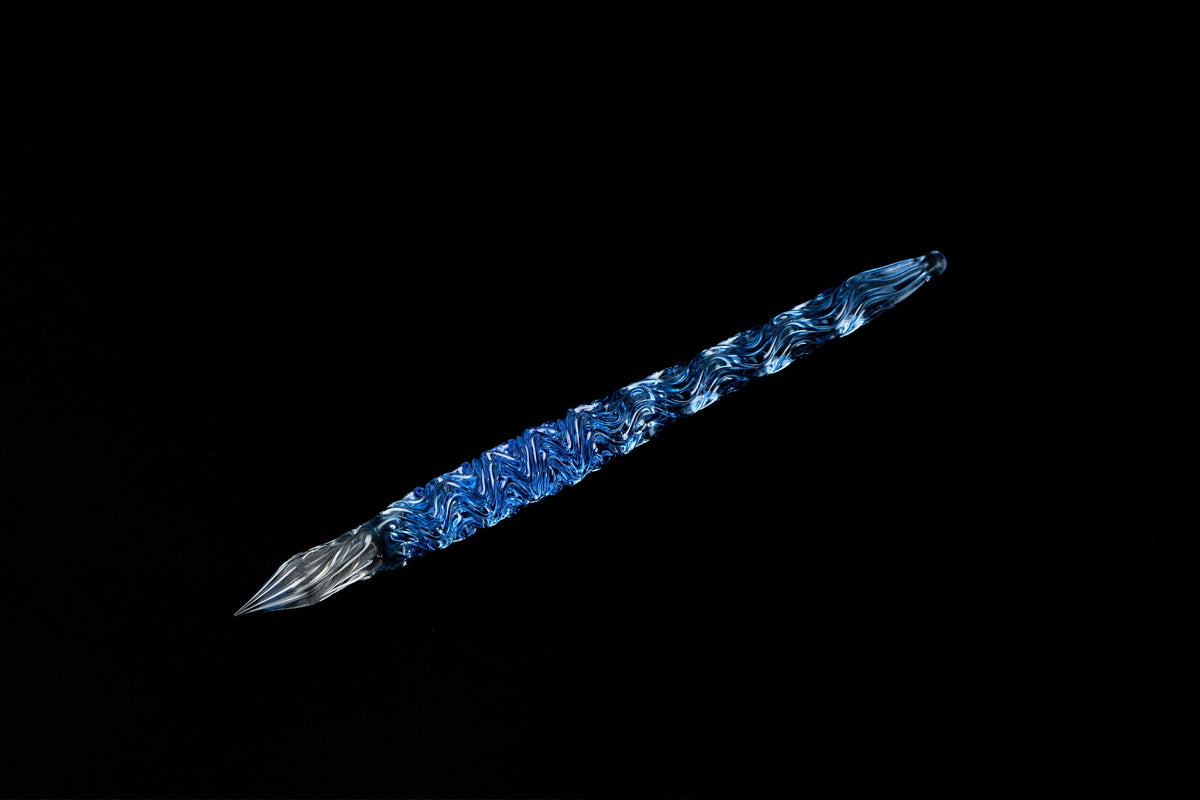 Hard Glass Pen - "Seifu" - blue body, clear nib