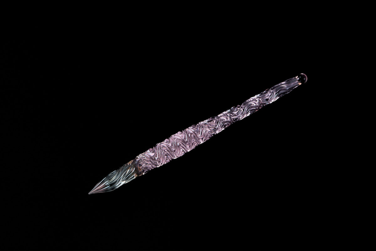 Hard Glass Pen - "Seifu" - pink body, clear nib