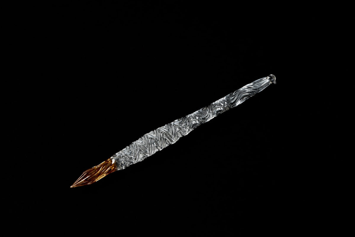 Hard Glass Pen - "Seifu" - clear body, amber nib