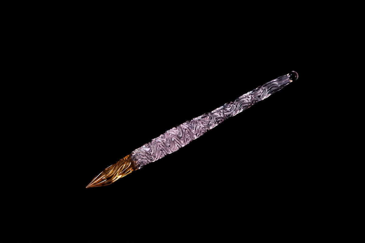 Hard Glass Pen - "Seifu" - pink body, amber nib