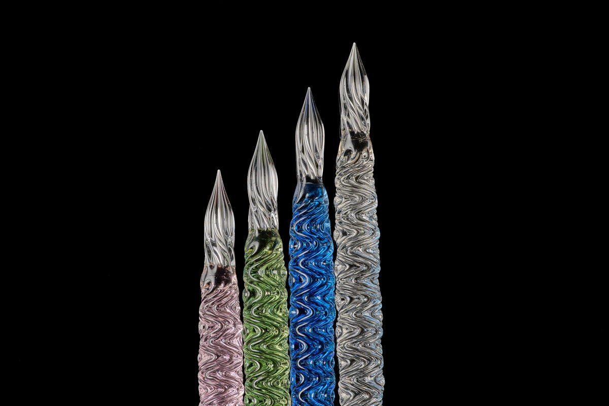 Hard Glass Pen - "Seiryu" - clear, blue, pink, green