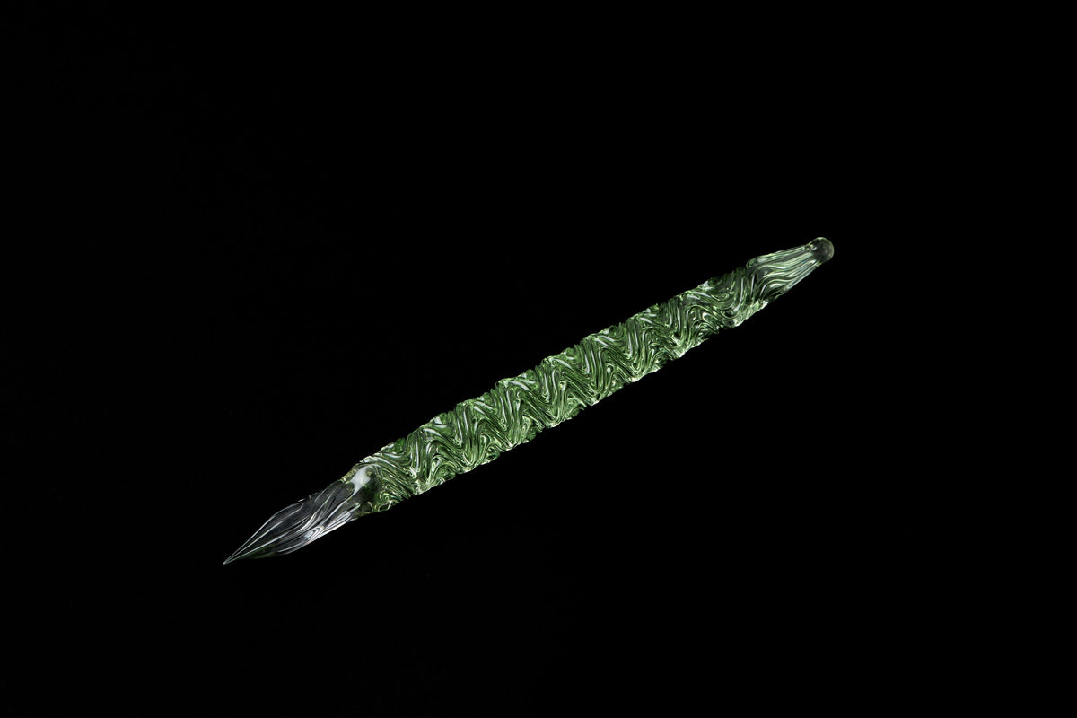Hard Glass Pen - "Seiryu" - green body, clear nib