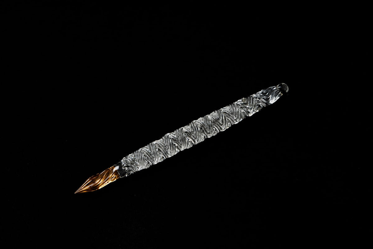 Hard Glass Pen - "Seiryu" - clear body, amber nib