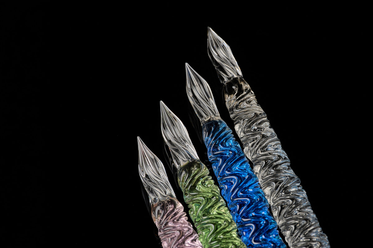 Hard Glass Pen - "Seiryu" - clear, blue, pink, green