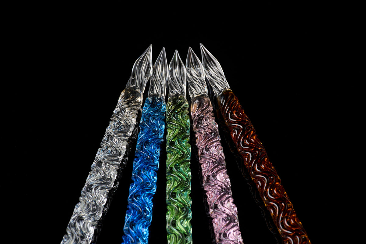 Hard Glass Pen - "Shirakawa" - clear, blue, pink, green, amber