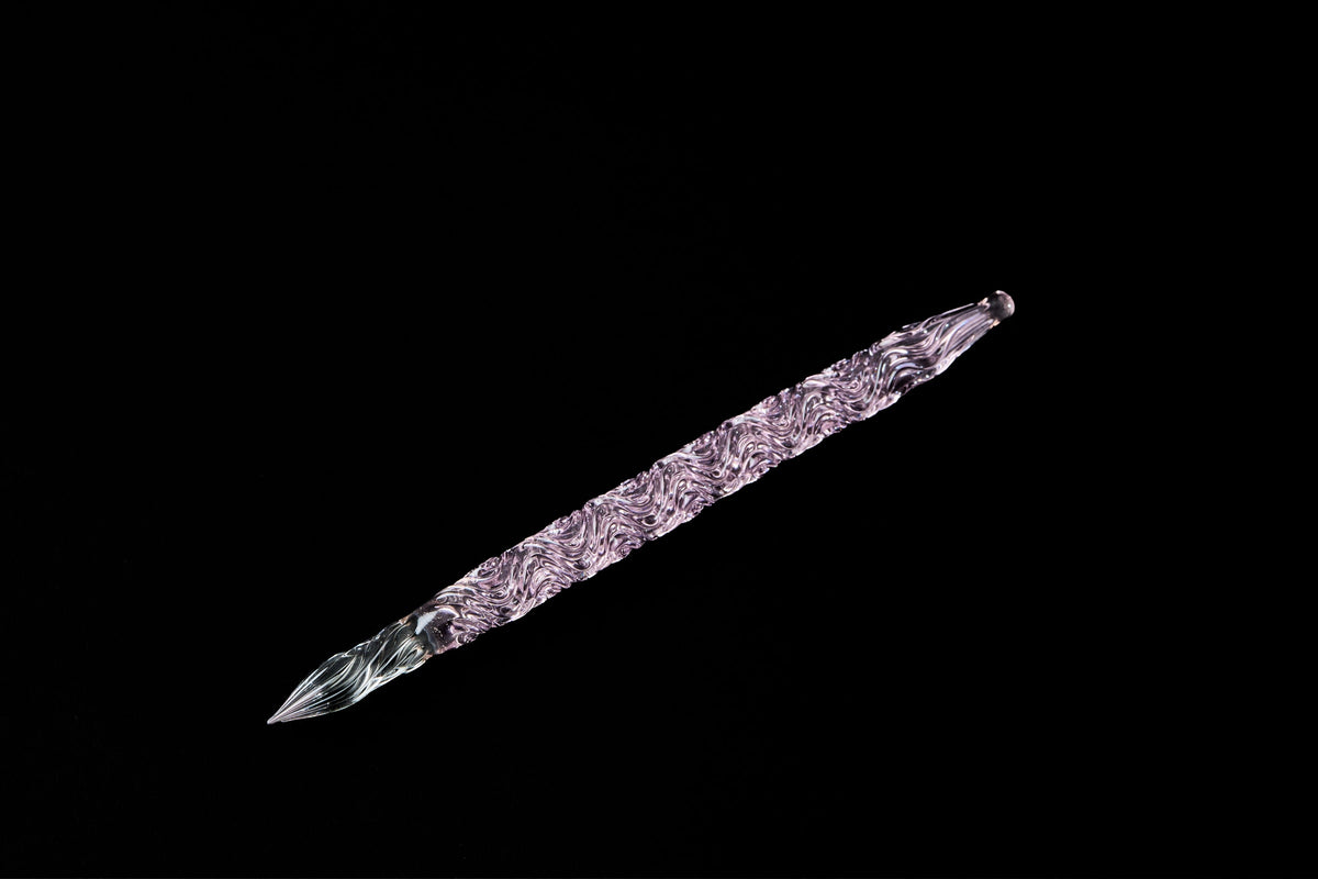 Hard Glass Pen - "Shirakawa" - pink body, clear nib